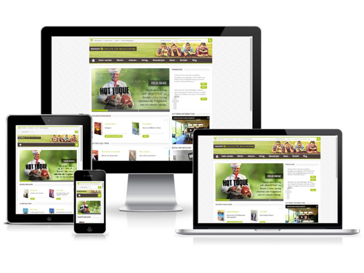 Responsive Webdesign, Webshop und TYPO3 CMS für den novum Verlag