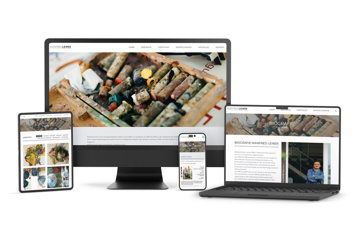 Neue Künstler-Website von Manfred Leirer – digitale Präsentationsplattform für Enkaustik-Kunst, Biografie und Ausstellungen. Neue Künstler-Website von Manfred Leirer – digitale Präsentationsplattform für Enkaustik-Kunst, Biografie und Ausstellungen.