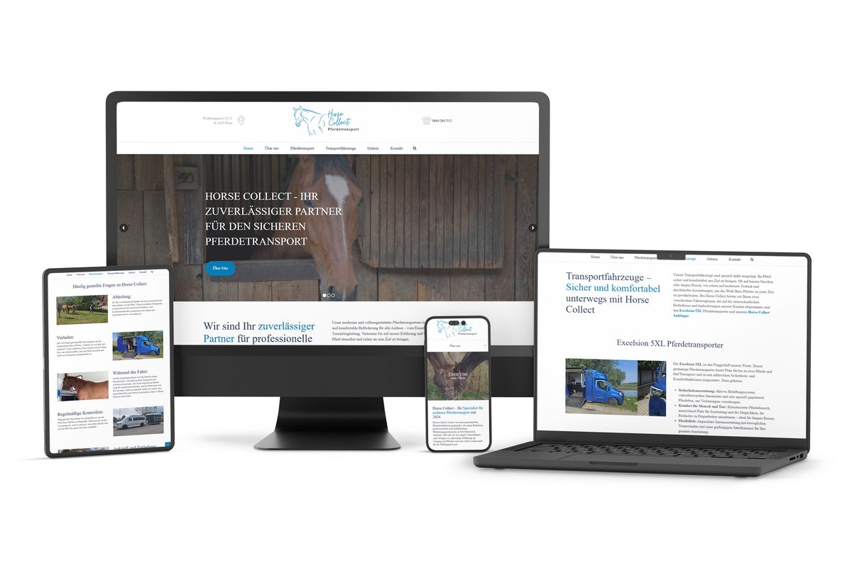 Neue WordPress-Website von Horse Collect – sicherer Pferdetransport digital präsentiert für alle Endgeräte 